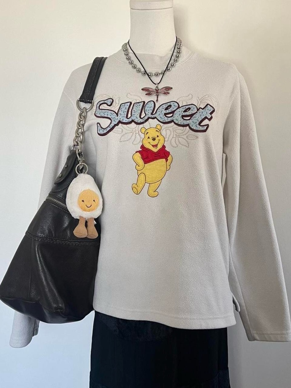 Disney pooh bear cream Fleece Pullover sweater